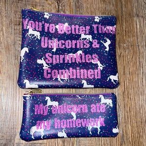 2 unicorn makeup bags